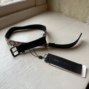 BCBG Max Azria Raffia Waist Belt Black Woven Size S